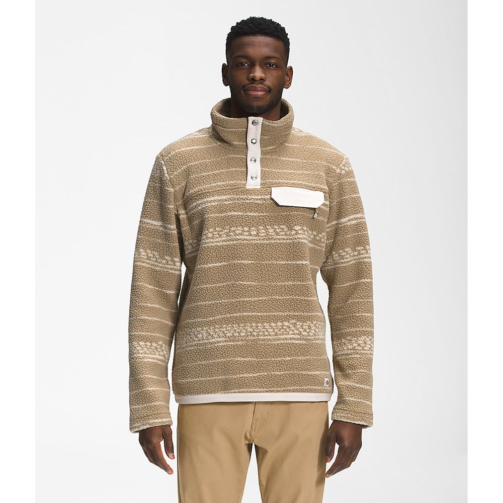 The North Face Pullover Mens Australia - The North Face Printed Cragmont ¼ Snap Khaki (HMI-371059)